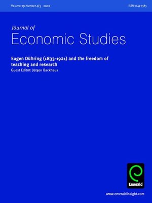 cover image of Journal of Economic Studies, Volume 29, Issue 4 & 5